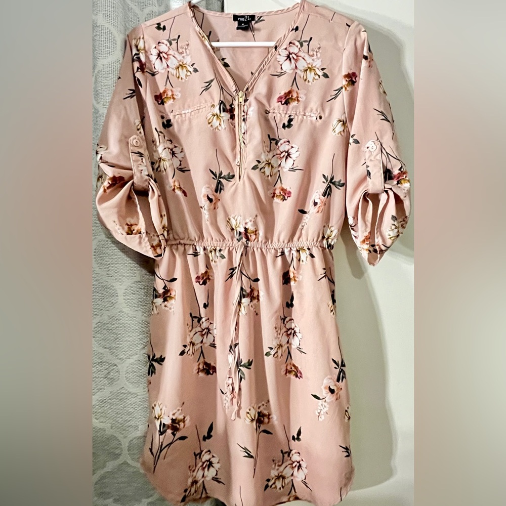 Blush Floral V-Neck Puff Sleeve Midi Sundress